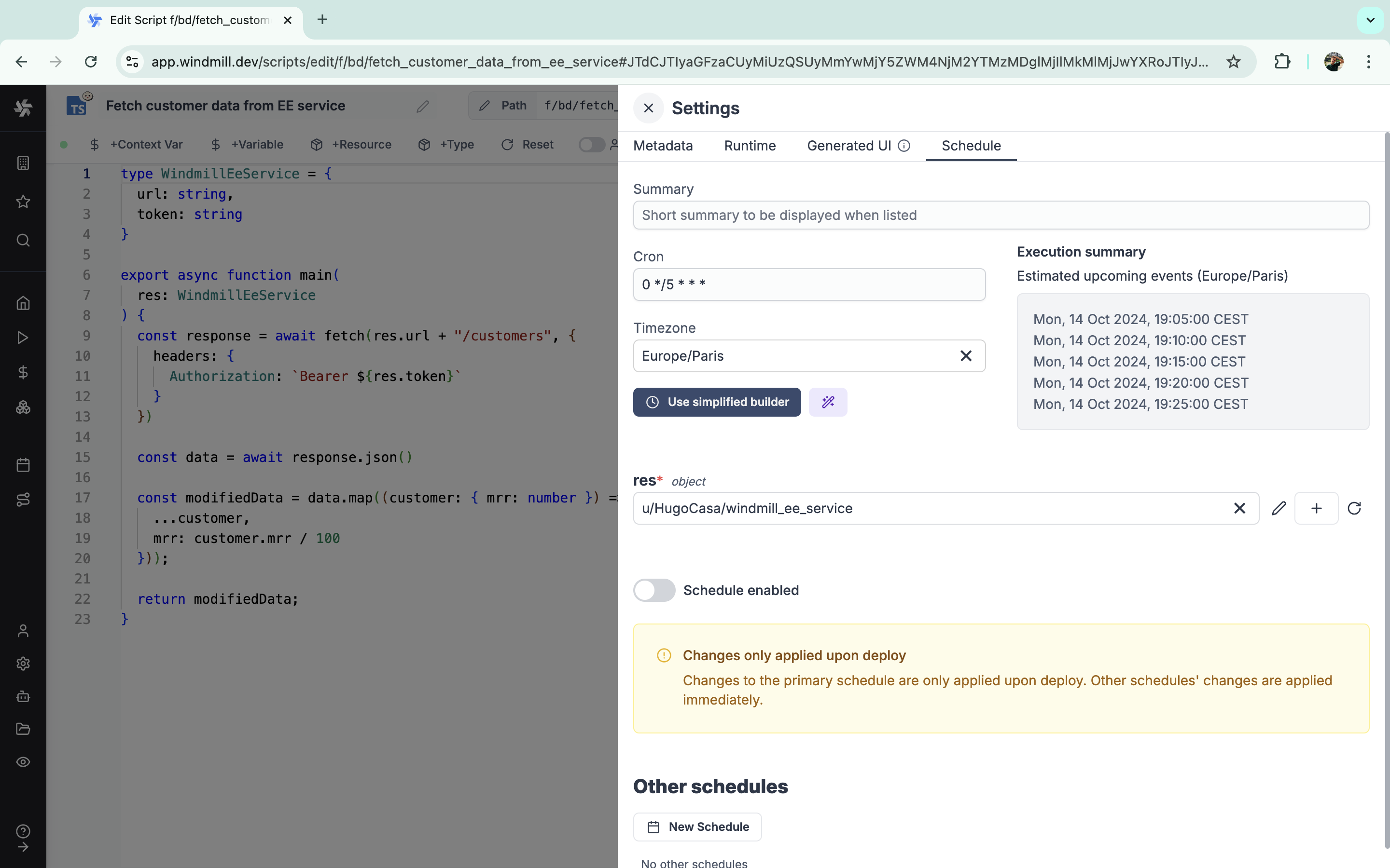Primary schedule Primary schedule